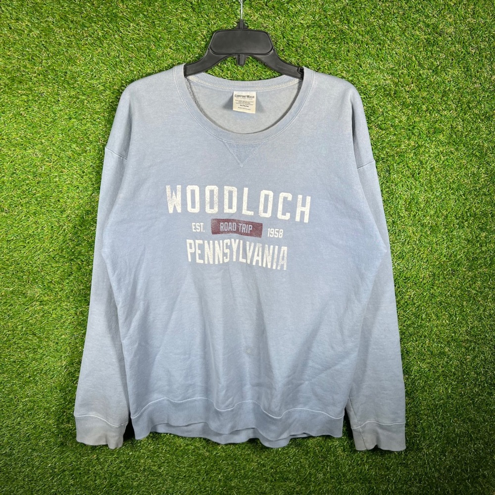 ComfortWash Woodloch Pennsylvania Graphic Sweatshirt Blue Mens Medium
